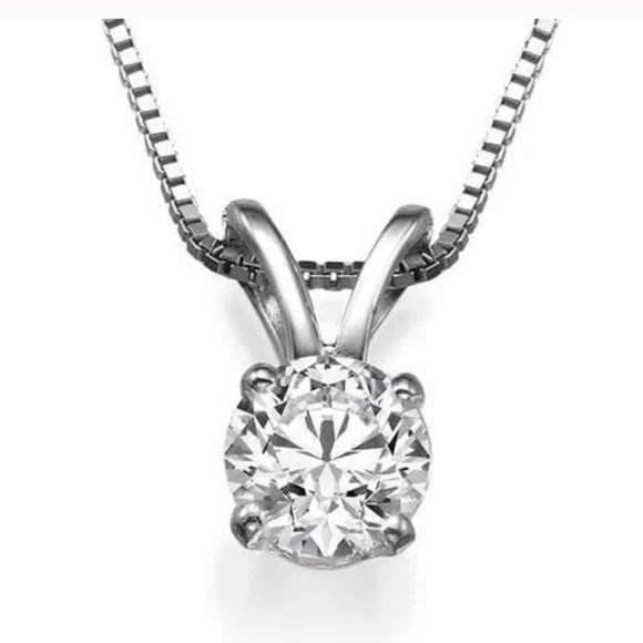 2.0 CT Round Pendant 14K Gold Necklace 18" - Picture 2 of 6